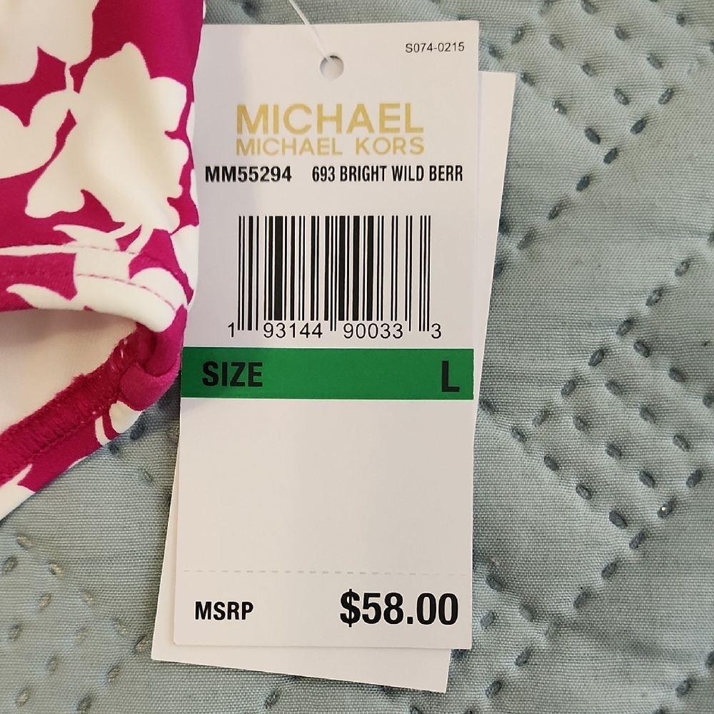 Michael Kors Bright Wild Berry Floral Bikini Bottom - Picture 2 of 6